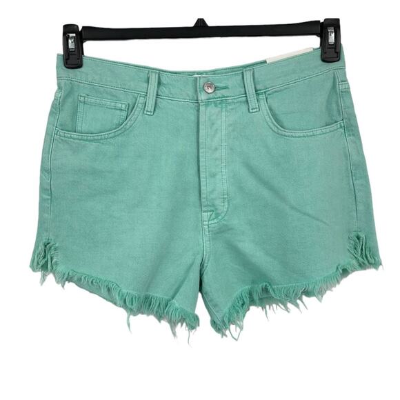 7 For All Mankind shorts Easy Ruby cut off denim green size 31 - Picture 2 of 5